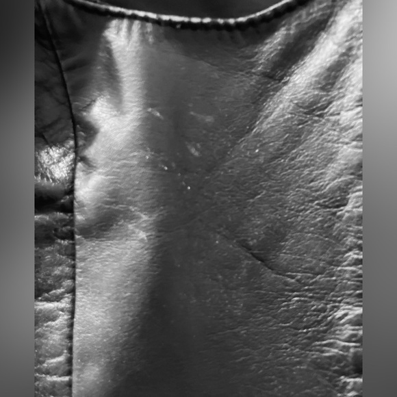 Vintage Drospo Black Leather Biker / Moto Zip Up Vest - Size L/XL - Picture 6 of 12